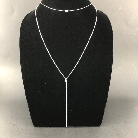 LC Lauren Conrad Necklace Long Silver Tone Double Strand with Rhinestone Tassel - Picture 1 of 4